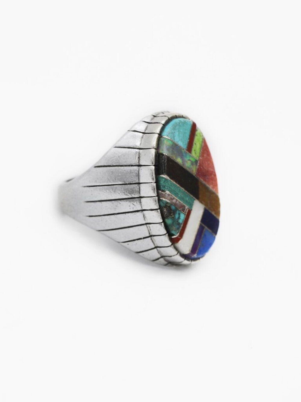 Native American RayJack Multistone InlaySterling Silver Ring